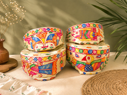 Handmade Madhubani Mithila Painting Paag (पाग) – Pack of 4