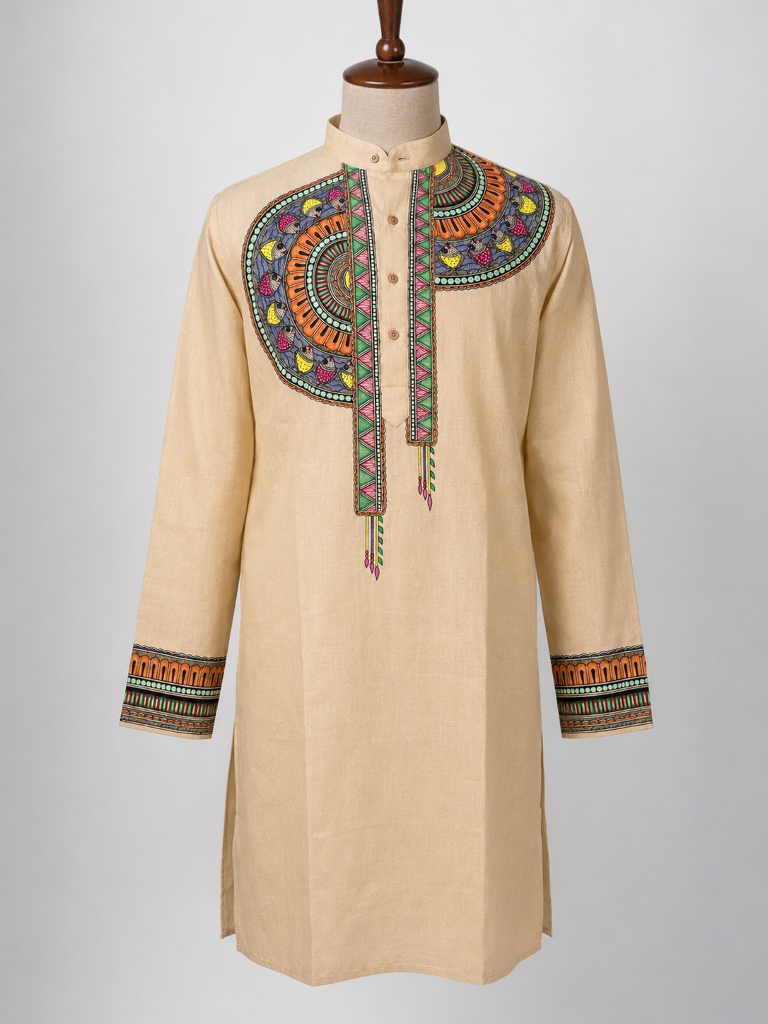 Handcrafted Madhubani Art Beige Kurta & Traditional Outfit Sets | Authentic Mithila Painting