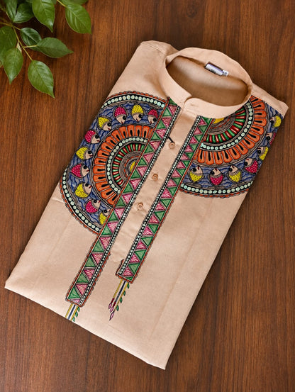 Handcrafted Madhubani Art Beige Kurta & Traditional Outfit Sets | Authentic Mithila Painting